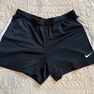 Nike Women's Black Athletic Shorts with White Side Stripes